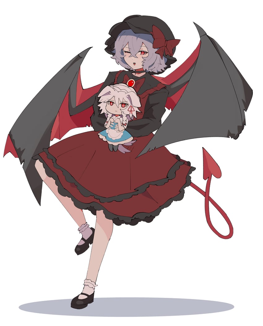 remilia scarlet, izayoi sakuya, and inu sakuya (touhou) drawn by grimlisp