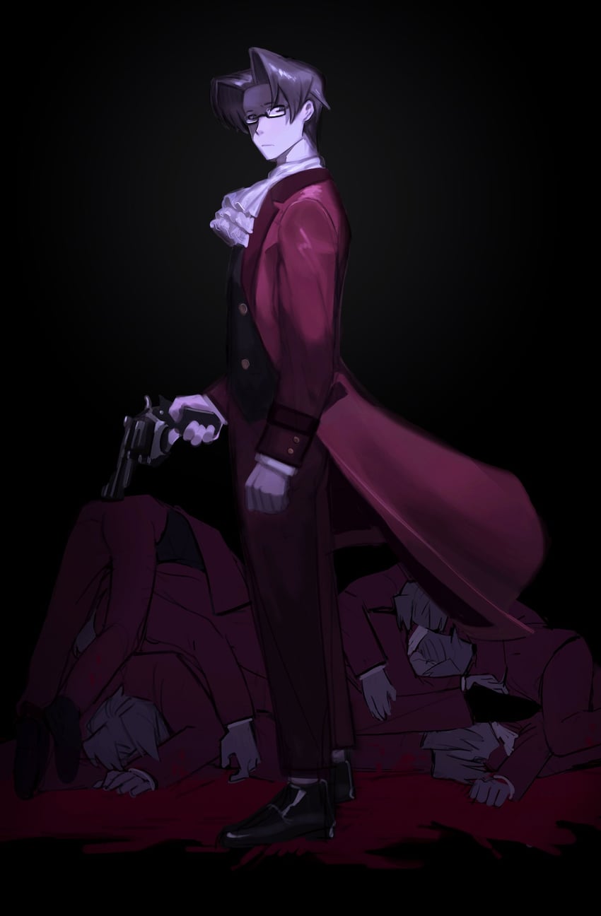miles edgeworth (ace attorney) drawn by yuu_zai