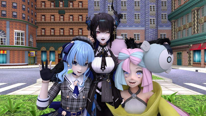 hoshimachi suisei, iono, and nerissa ravencroft (pokemon and 5 more)
