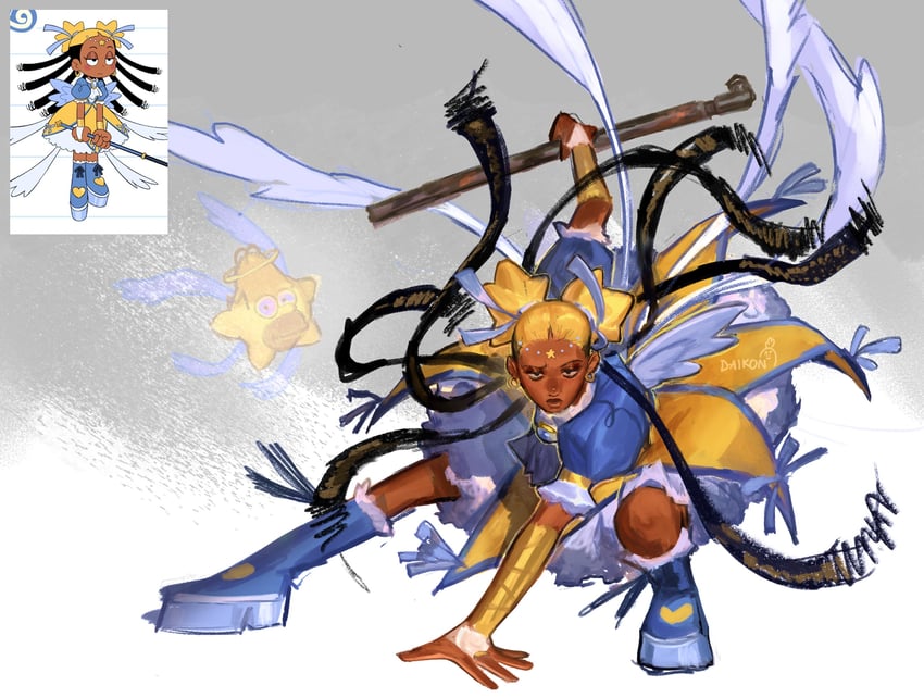 homer simpson, aika, star guardian: guardian of the stars, and hoshi (the simpsons and 1 more) drawn by daikonologist