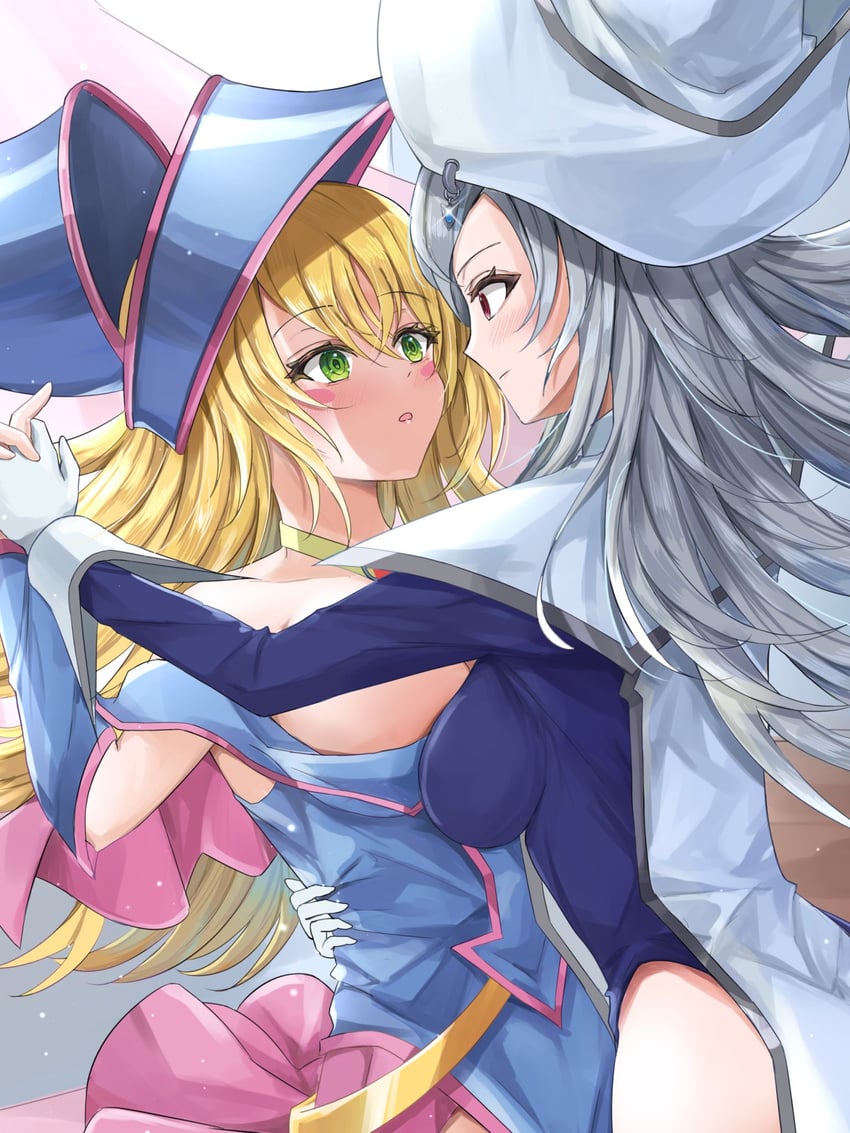 dark magician girl and silent magician (yu-gi-oh!) drawn by misakura_aoi