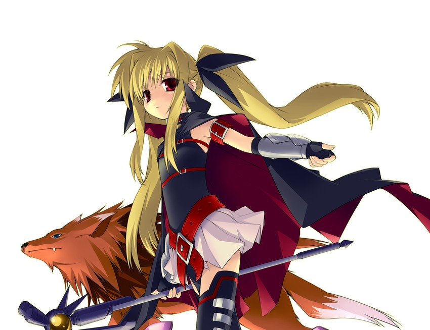 fate testarossa, arf, and bardiche (lyrical nanoha and 2 more) drawn by gotou_nao