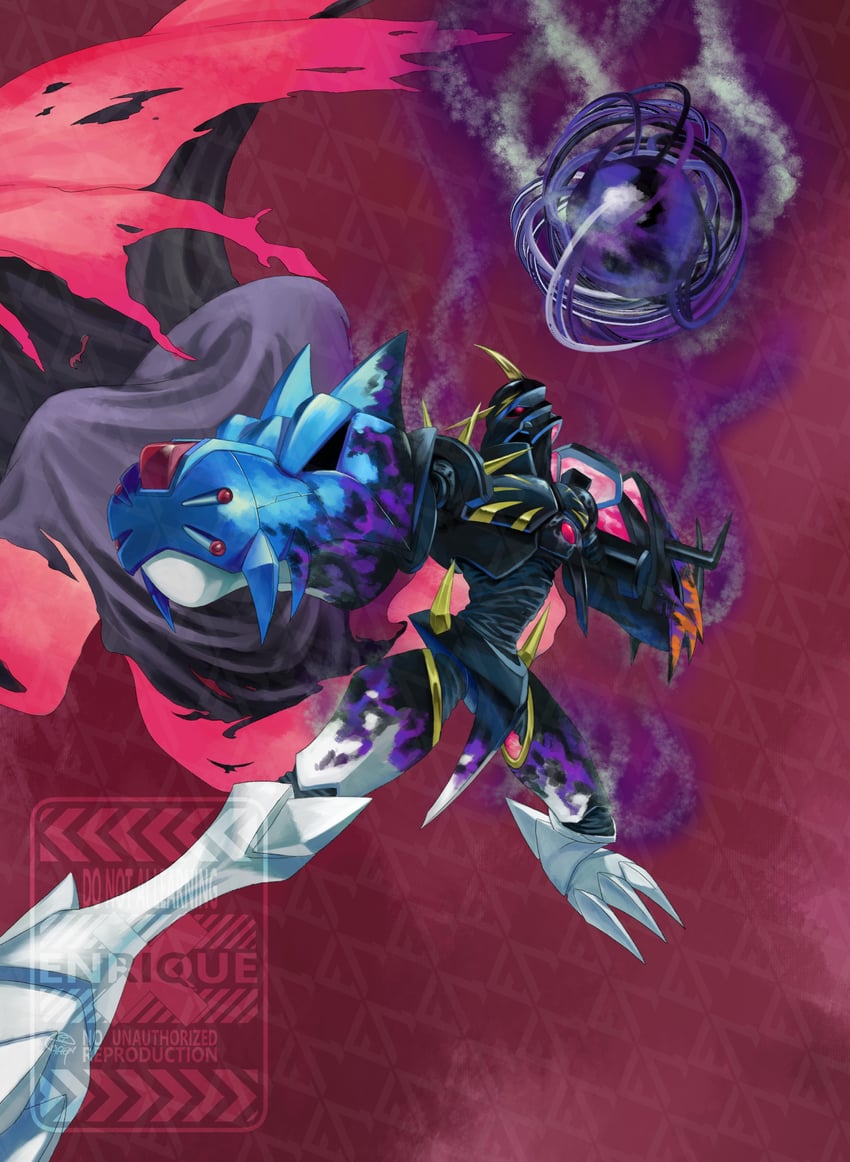 omegamon and omegamon zwart (digimon) drawn by enrike_(enrique_mr_blue)
