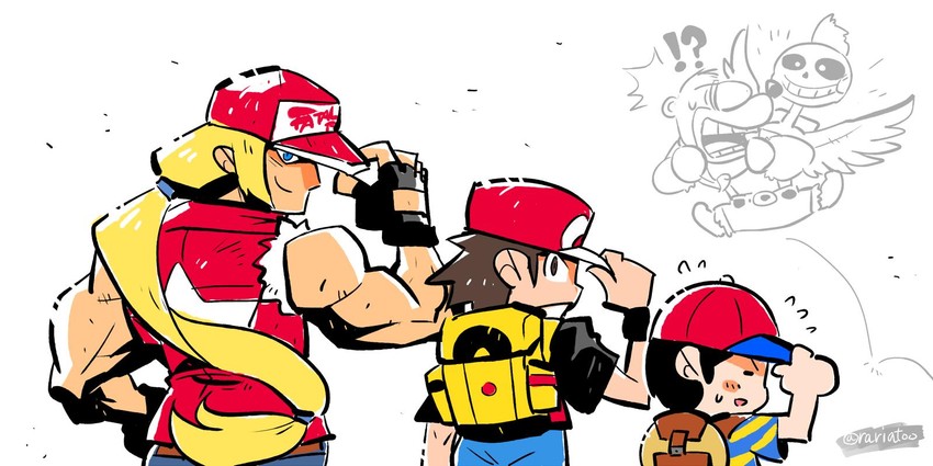 red, sans, ness, terry bogard, and banjo (pokemon and 8 more) drawn by rariatto_(ganguri)