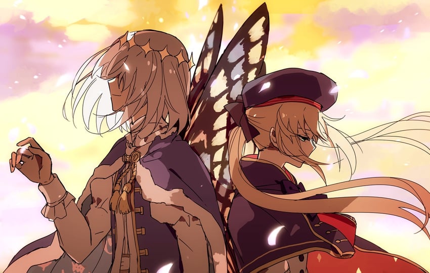 artoria pendragon, artoria caster, and oberon (fate and 1 more) drawn by hiiragi_fuyuki