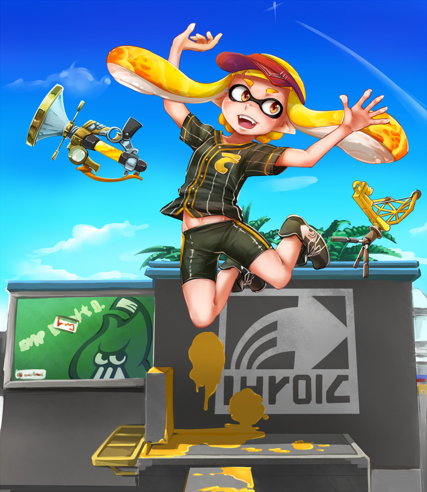 inkling player character and inkling girl (splatoon and 1 more) drawn by kashu_(hizake)