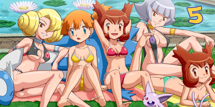 misty, espeon, latias, latios, bianca, and 2 more (pokemon and 1 more) drawn by pokemoa