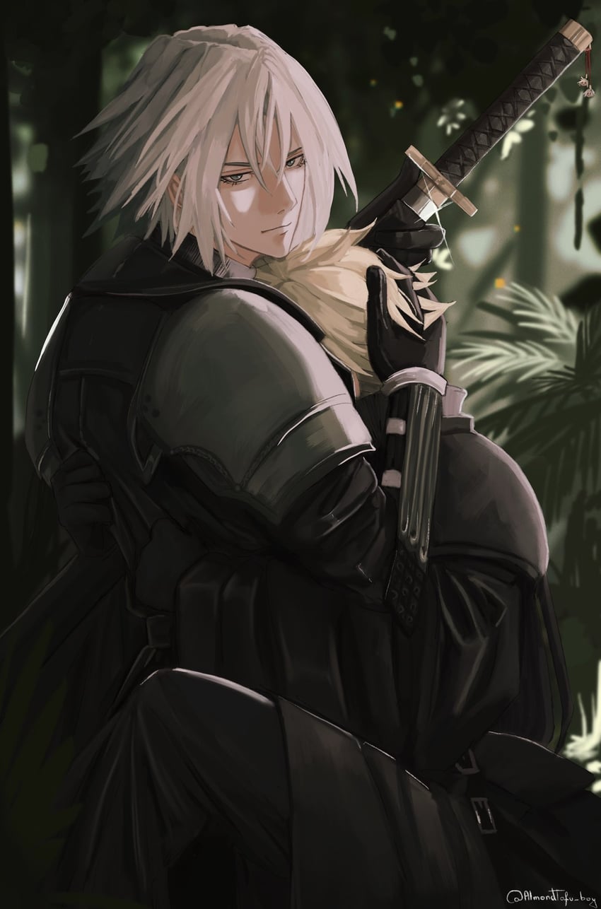 cloud strife and sephiroth (final fantasy and 3 more) drawn by almondtofu_boy