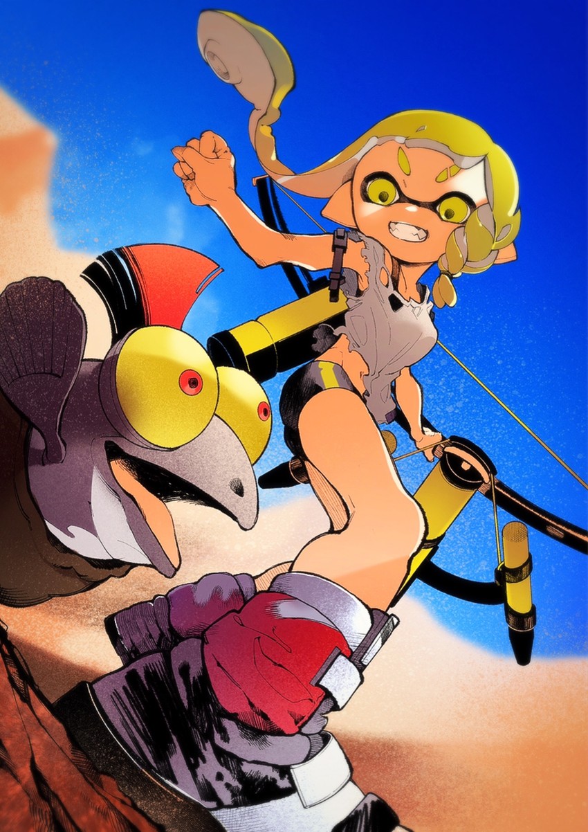inkling player character, inkling girl, smallfry, and veronika (splatoon and 1 more) drawn by mihashi_(re4_glo)