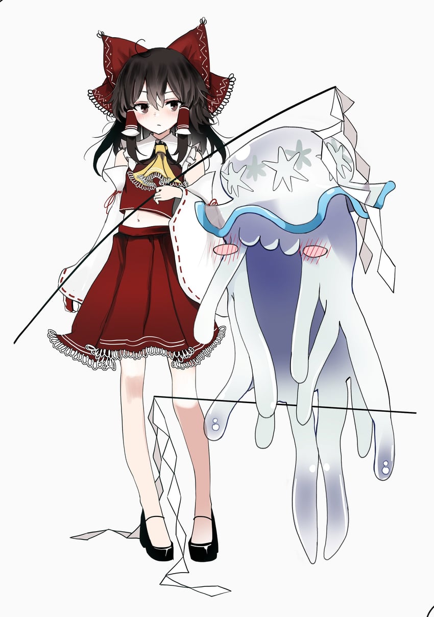 hakurei reimu and nihilego (touhou and 1 more) drawn by ougiikun