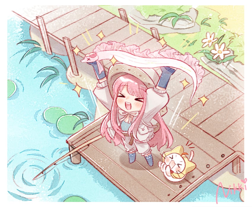 nikki, momo, rippling serenity, and pink ribbon eel (nikki and 1 more)