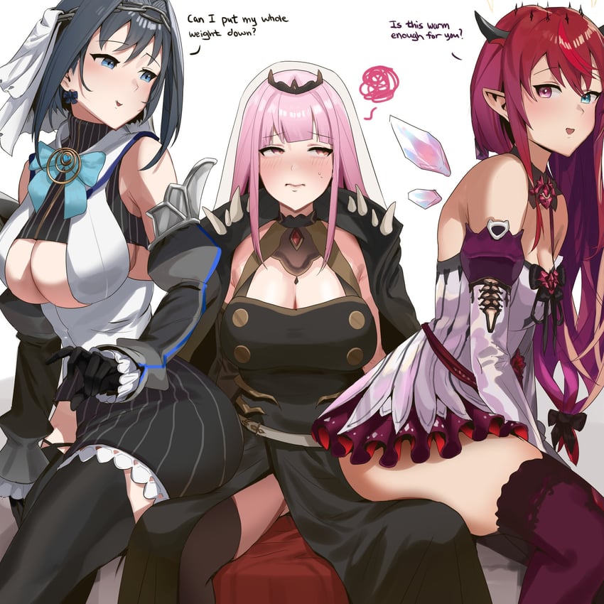 mori calliope, ouro kronii, and irys (hololive and 1 more) drawn by tanukidraws