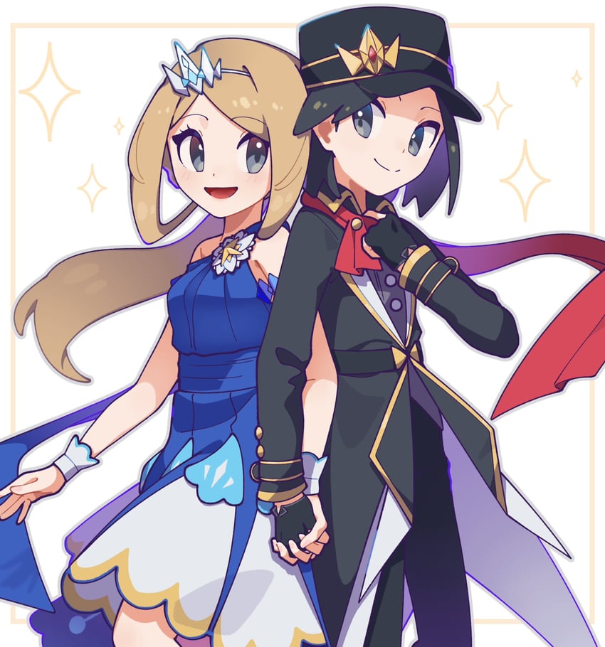 serena and calem (pokemon and 1 more) drawn by omochi_(omotimotittona3)