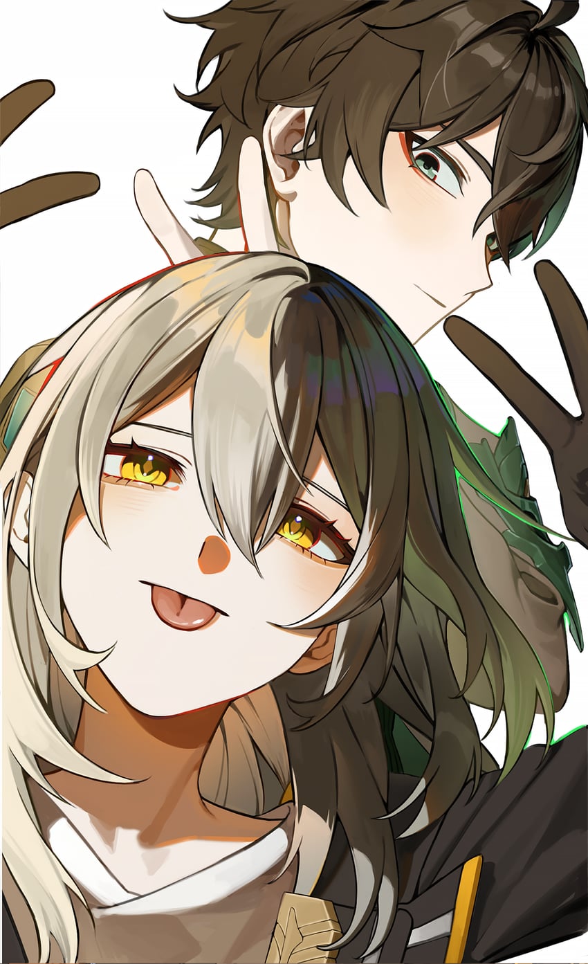 trailblazer, stelle, and dan heng (honkai and 1 more) drawn by mobiling