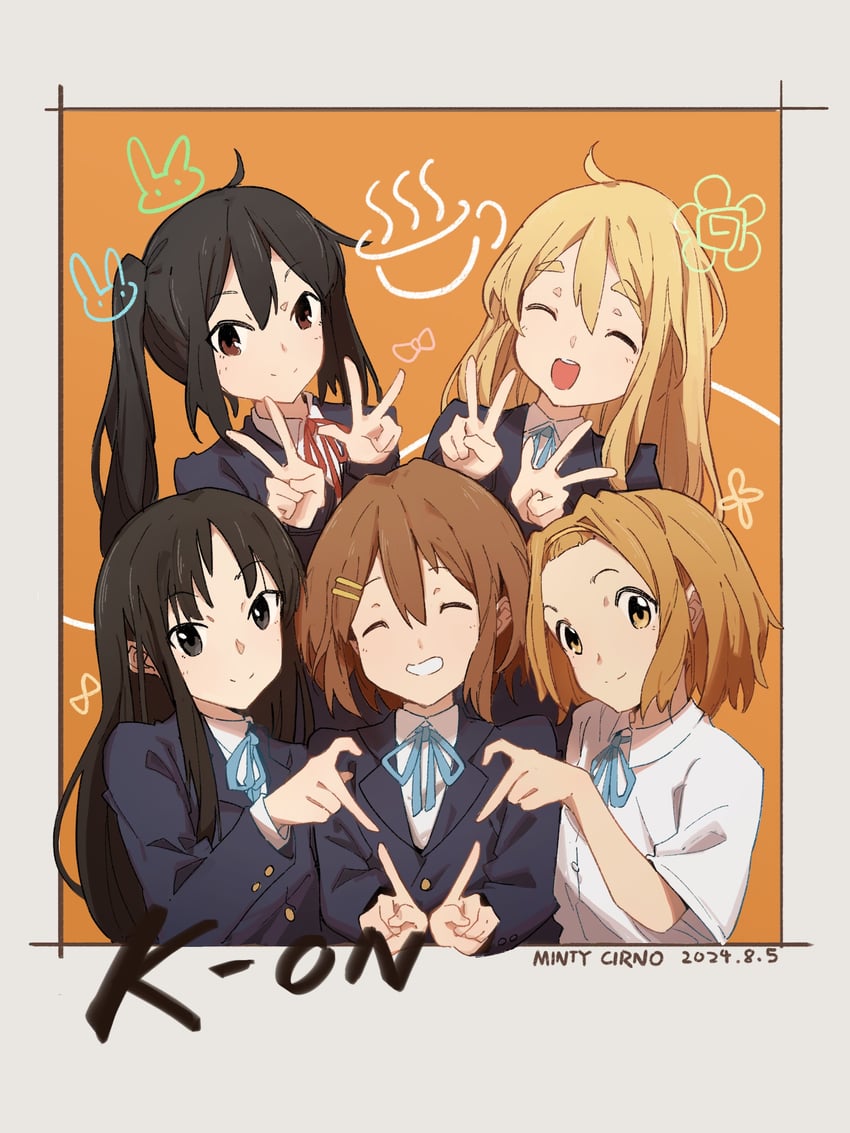 akiyama mio, nakano azusa, hirasawa yui, tainaka ritsu, and kotobuki tsumugi (k-on!) drawn by user_agfd3872