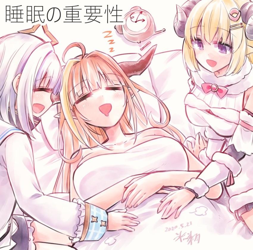 amane kanata, kiryu coco, and tsunomaki watame (hololive) drawn by hikawa_shou