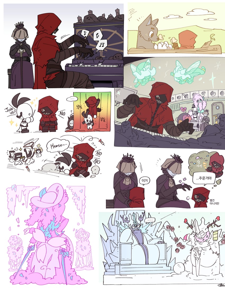 little red riding hooded mercenary, the silent orchestra, alriune, big and will be bad wolf, fairy festival, and 3 more (project moon and 1 more) drawn by force_(4sk_force)