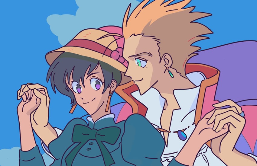 vash the stampede, howl pendragon, sophie hatter, and meryl stryfe (trigun and 2 more) drawn by seunghyeonart