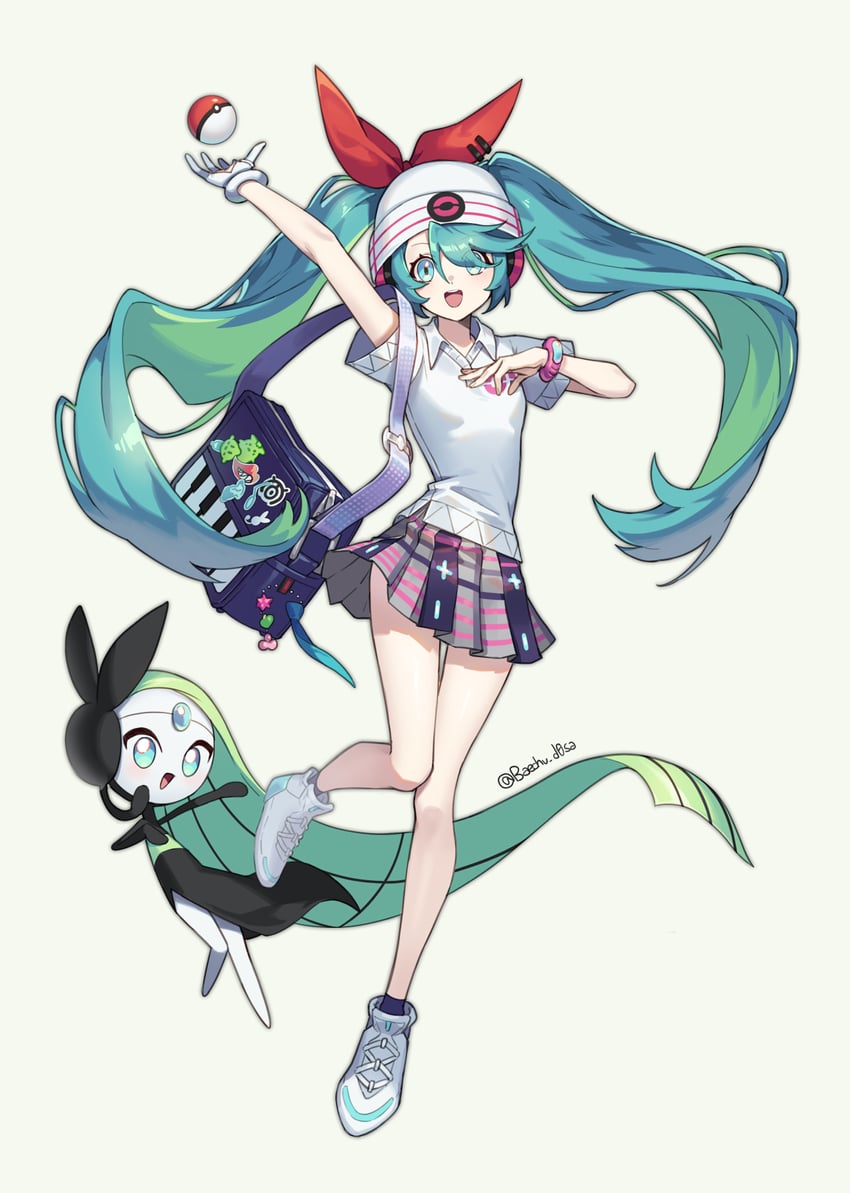 hatsune miku, meloetta, and psychic miku (pokemon and 2 more) drawn by mongguri