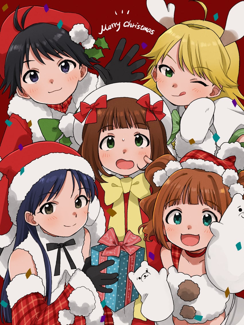hoshii miki, kisaragi chihaya, amami haruka, kikuchi makoto, and takatsuki yayoi (idolmaster and 1 more) drawn by naruse_ill