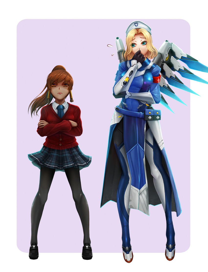mercy, pharah, and combat medic ziegler (overwatch and 2 more) drawn by oldlim