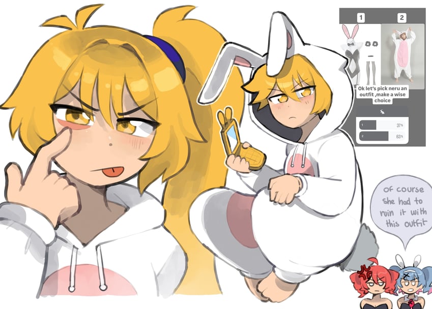 hatsune miku, kasane teto, and akita neru (vocaloid and 3 more) drawn by mitsuko_tan