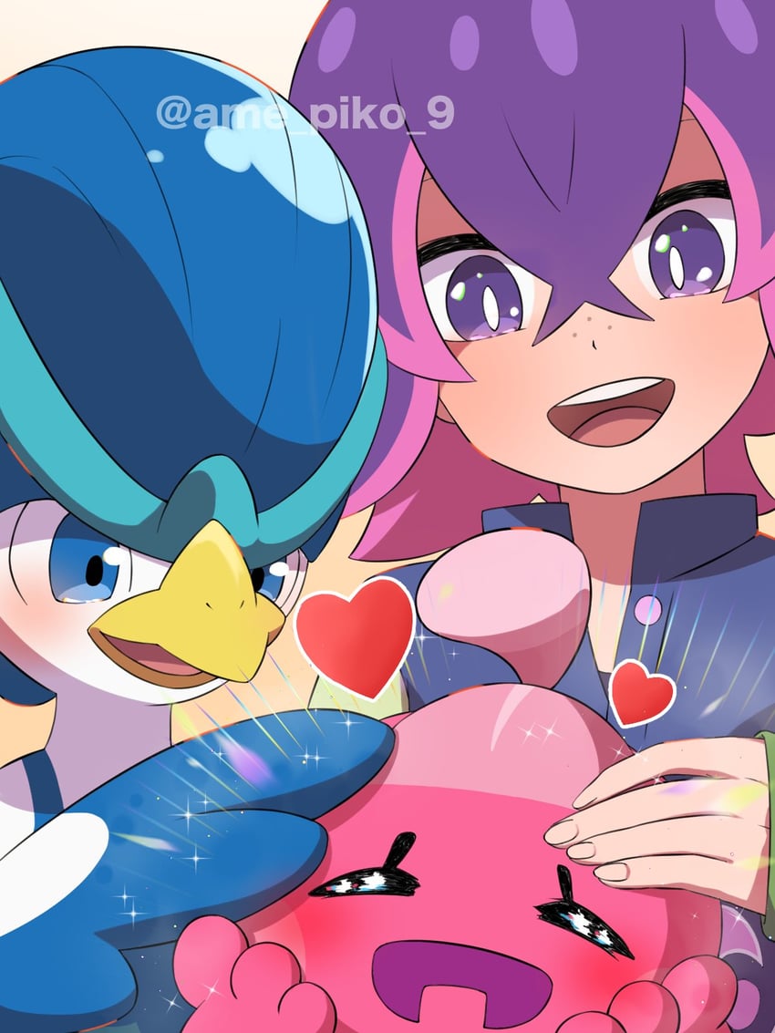 dot, tinkatink, and quaxwell (pokemon and 1 more) drawn by amedamaneko