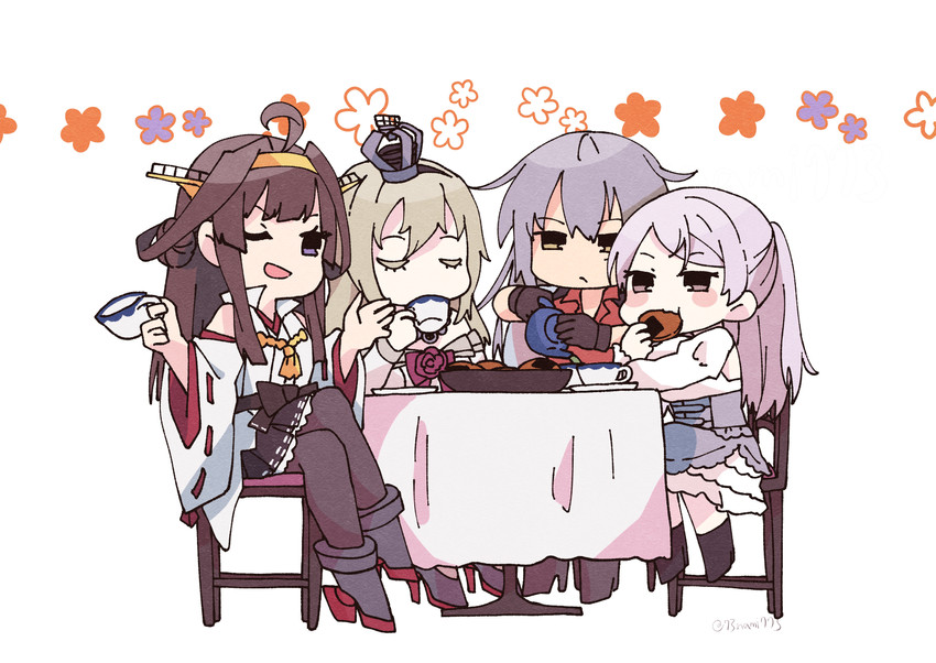 kongou, warspite, gangut, kongou kai ni, conte di cavour, and 1 more (kantai collection) drawn by nami_nami_(belphegor-5812)