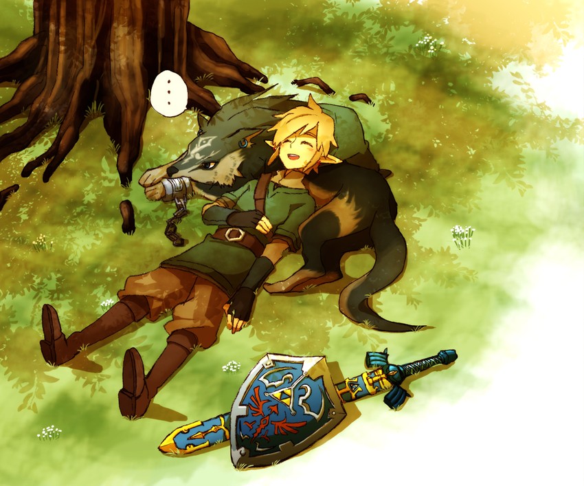 link and wolf link (the legend of zelda and 1 more) drawn by hosuke
