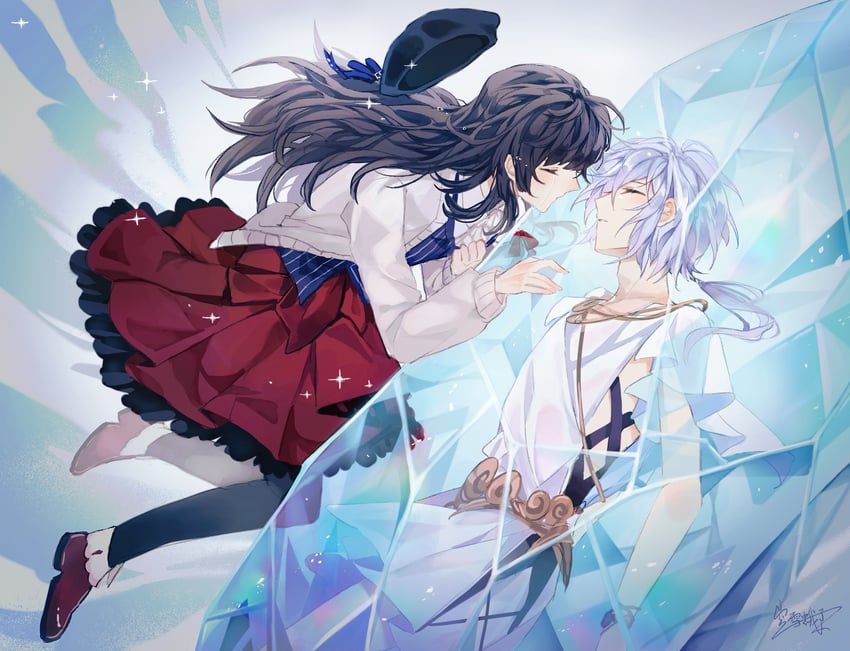 cael anselm and heroine (lovebrush chronicles) drawn by xue_ezi