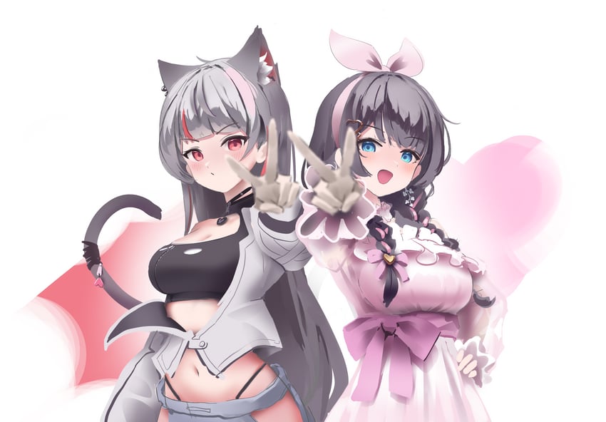 shirayuki hina and neneko mashiro (stellive) drawn by thumbsup_stella