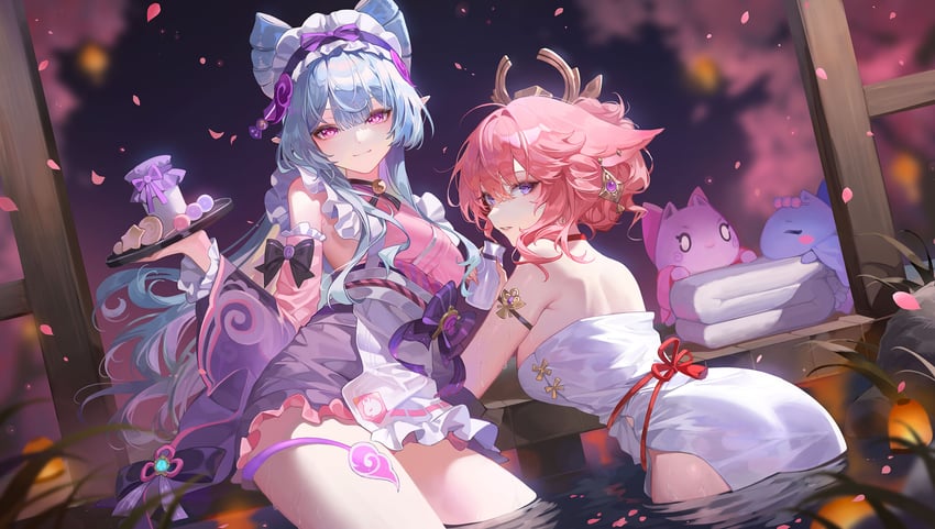 yae miko and yumemizuki mizuki (genshin impact) drawn by chyoel