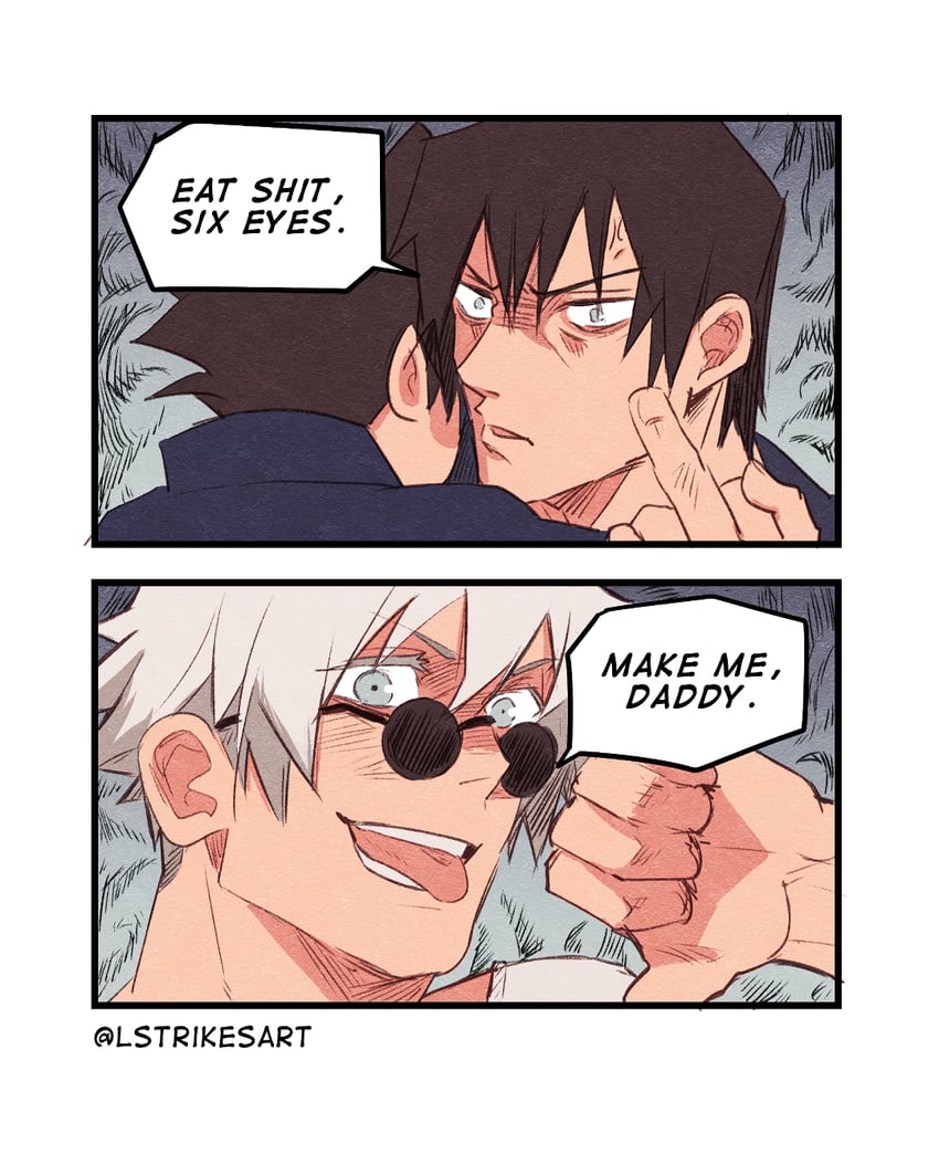 gojou satoru, fushiguro megumi, and fushiguro touji (jujutsu kaisen) drawn by lightningstrikes
