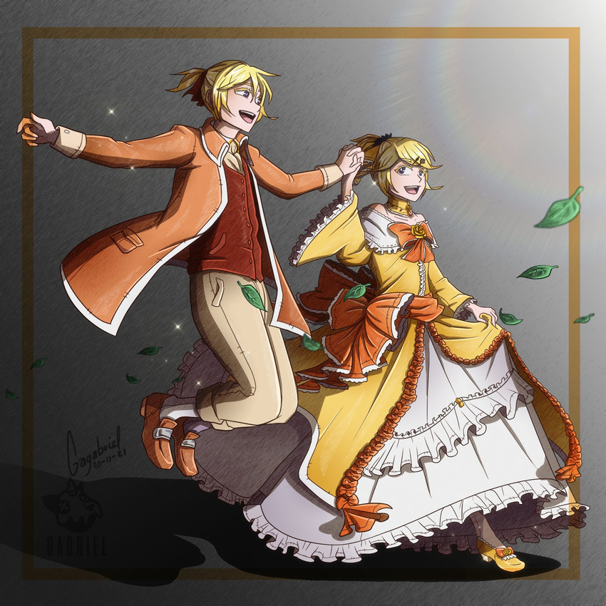 kagamine rin, kagamine len, riliane lucifen d'autriche, and allen avadonia (vocaloid and 4 more) drawn by mario_gagabriel
