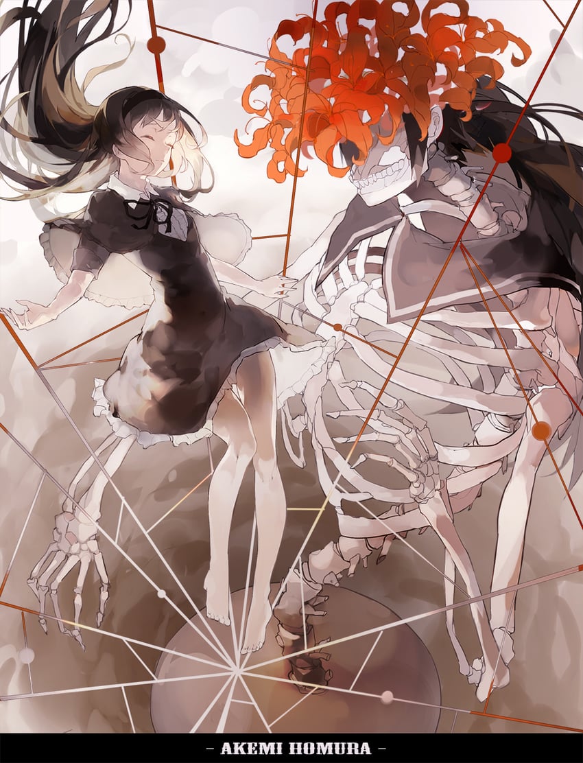 akemi homura and homulilly (mahou shoujo madoka magica and 1 more) drawn by nine_(liuyuhao1992)
