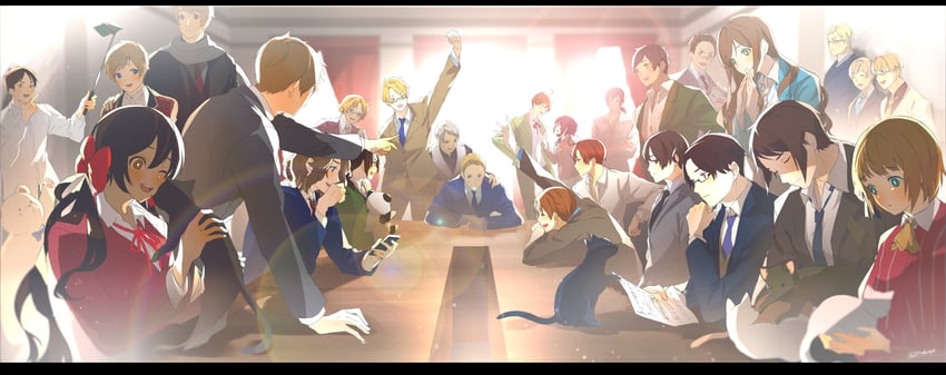 america, united kingdom, japan, russia, china, and 15 more (axis powers hetalia) drawn by nijuurokucha