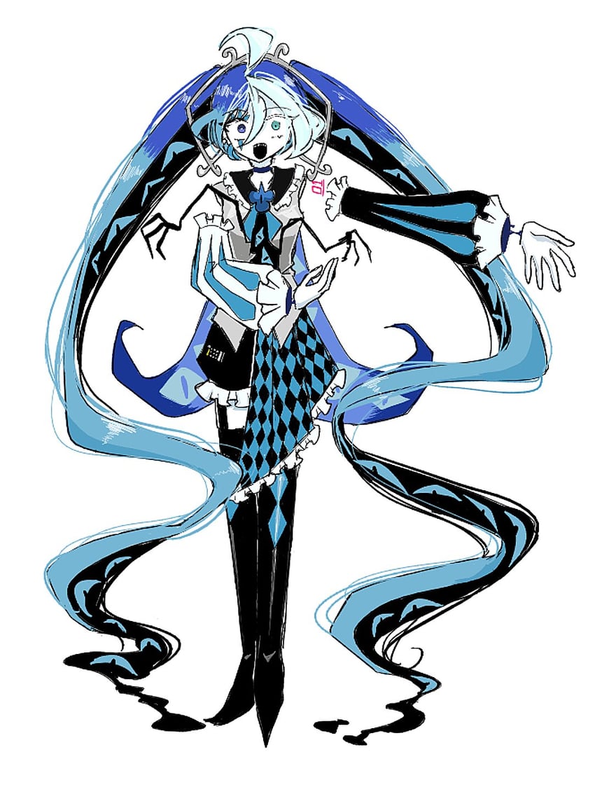 hatsune miku and shadow milk cookie (vocaloid and 2 more) drawn by nika_(kpak3548)