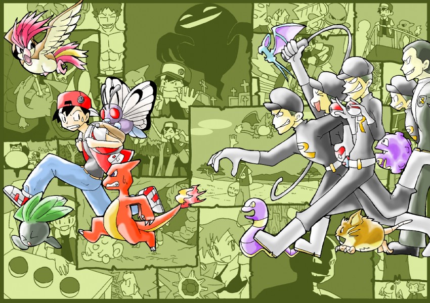 red, misty, blue oak, charizard, dragonite, and 18 more (pokemon and 1 more) drawn by shitappa_13-gou