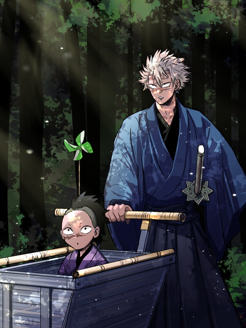shinazugawa sanemi and shinazugawa genya (kimetsu no yaiba and 1 more) drawn by aitanso