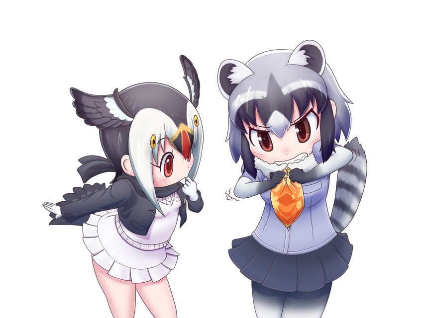 common raccoon and atlantic puffin (kemono friends) drawn by mugisepa