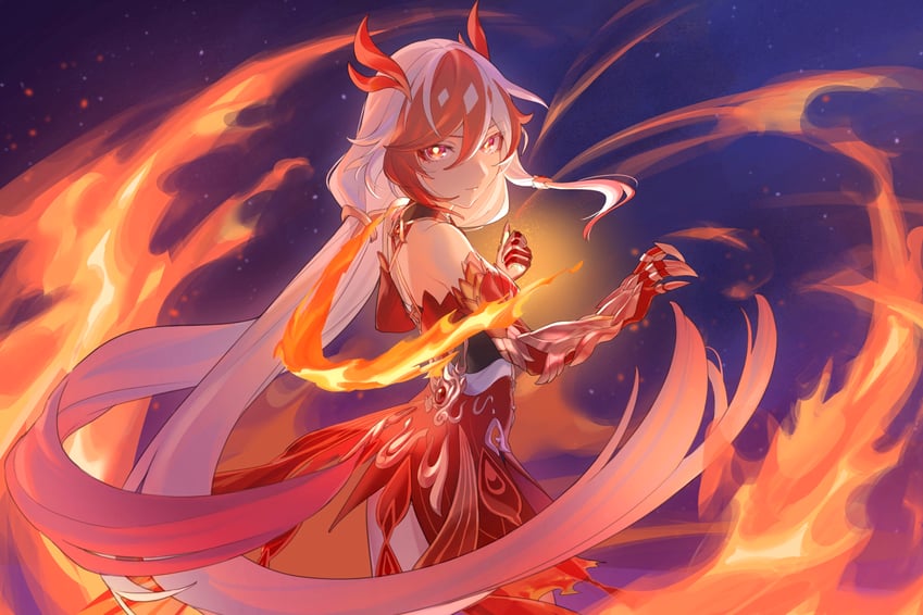 fu hua (honkai and 1 more) drawn by karame_rise