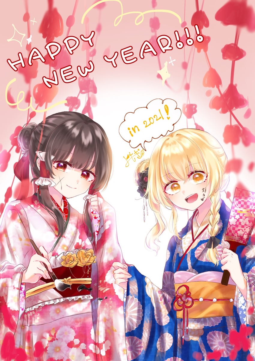 hakurei reimu and kirisame marisa (touhou) drawn by yomogi_9392