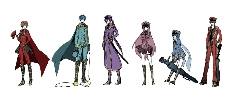 megurine luka, kaito, meiko, kamui gakupo, kaiko, and 1 more (vocaloid) drawn by muro_(ninimohu)