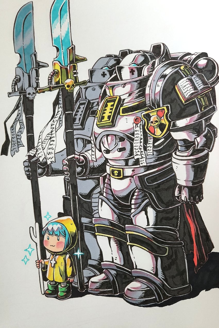 adeptus astartes and luce (warhammer 40k and 1 more) drawn by black_giraffe