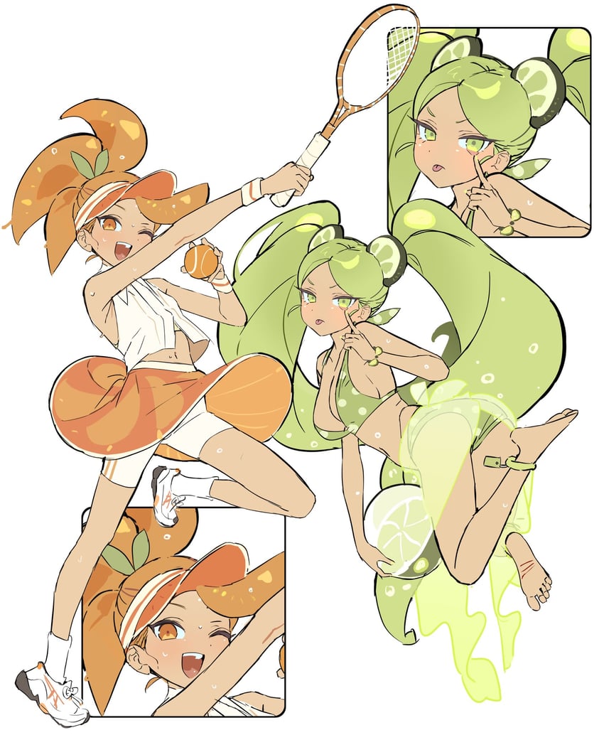 lime cookie and orange cookie (cookie run and 1 more) drawn by ohta_guk_hip