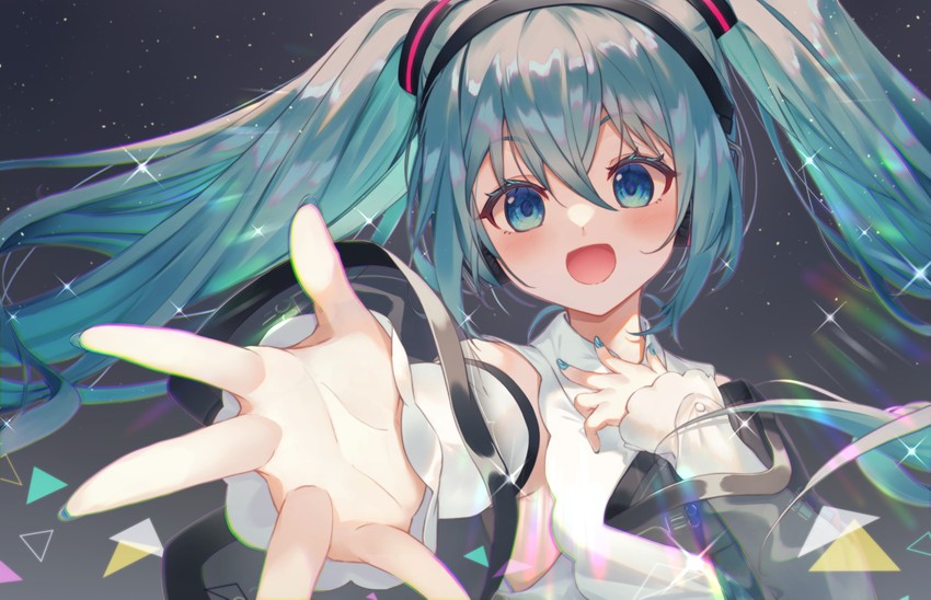 hatsune miku (vocaloid and 1 more) drawn by minato0683