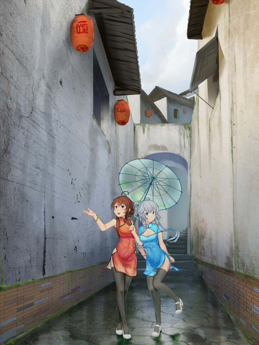 luo tianyi and yuezheng ling (vocaloid and 1 more) drawn by dongqing_zaozigao