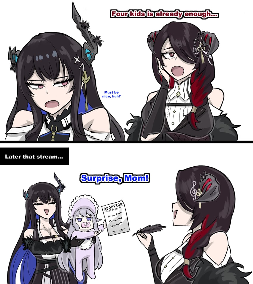 nerissa ravencroft, koseki bijou, and mamarissa (hololive and 1 more) drawn by dunkemz