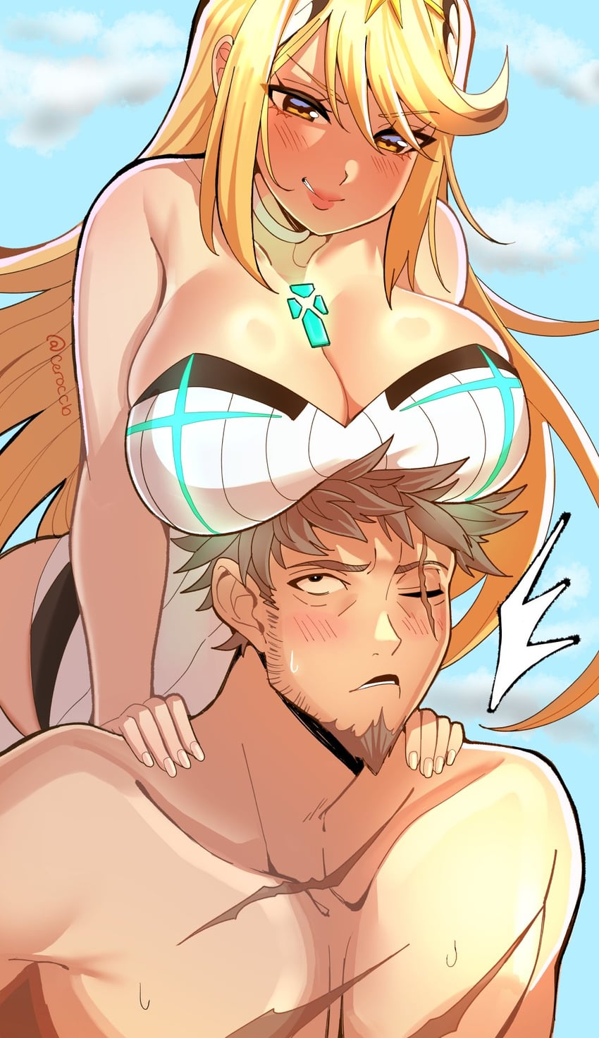 rex and mythra (xenoblade chronicles and 3 more) drawn by ceroccb