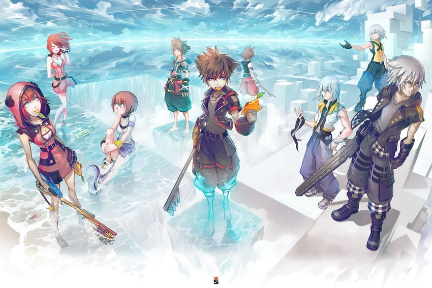 sora, kairi, and riku (kingdom hearts and 3 more) drawn by nikusenpai
